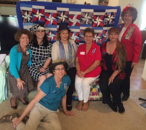 Members who worked on the quilt are from left to right: Back row, Janet Clark, Kristen Blackburn-Kaufman, Chris Champness, Robyn Shultz, Linda Foster and Mary Ann Claxton. In front: Mary Williams Participants not pictured:- Wanda Langley, Kay Keith, Brenda Toler, Nancy Hazel and Alice Crandall